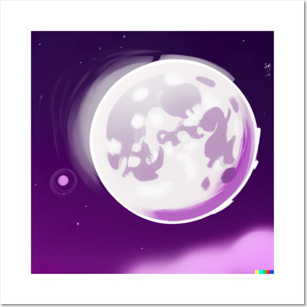 Moon in purple sky Wall Art by SatyaStoreDesigns